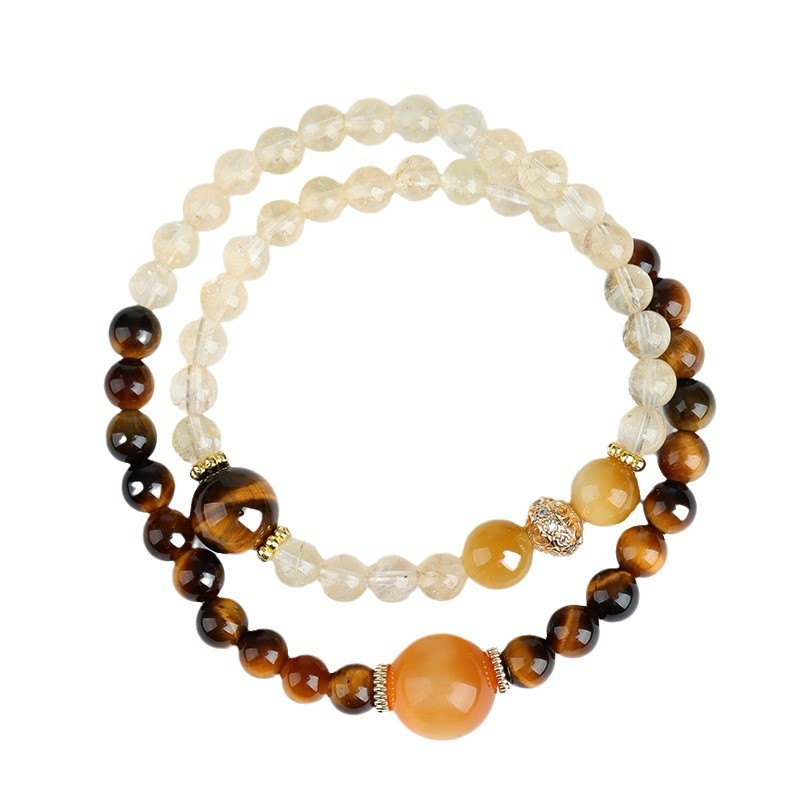 Natural Crystal Double-Circle Bracelet