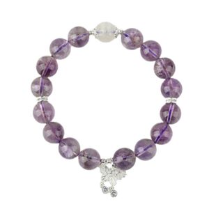 Natural Large-Bead Light Amethyst Butterfly Bracelet - Image 1