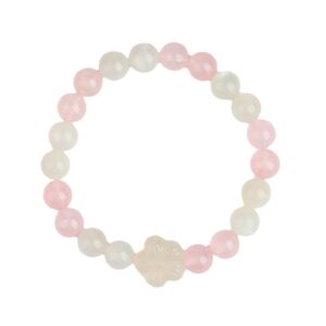 Natural Pink Bracelet with White Agate and Peach Blossom - Image 1