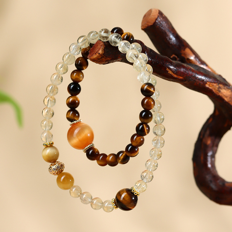 Natural Crystal Double-Circle Bracelet