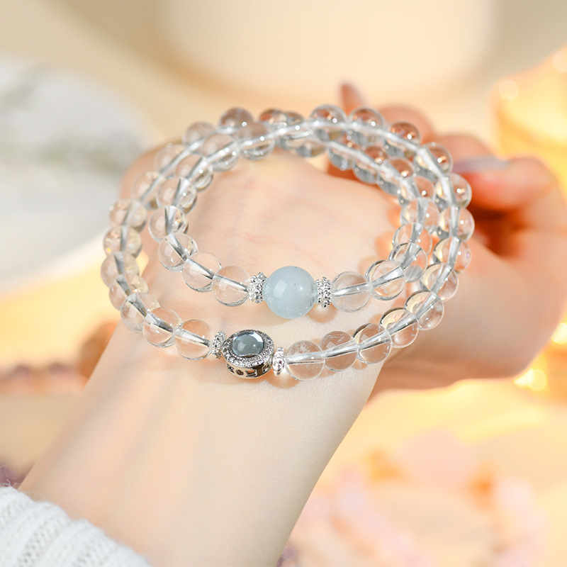 Natural White Crystal Double-Strand Bracelet