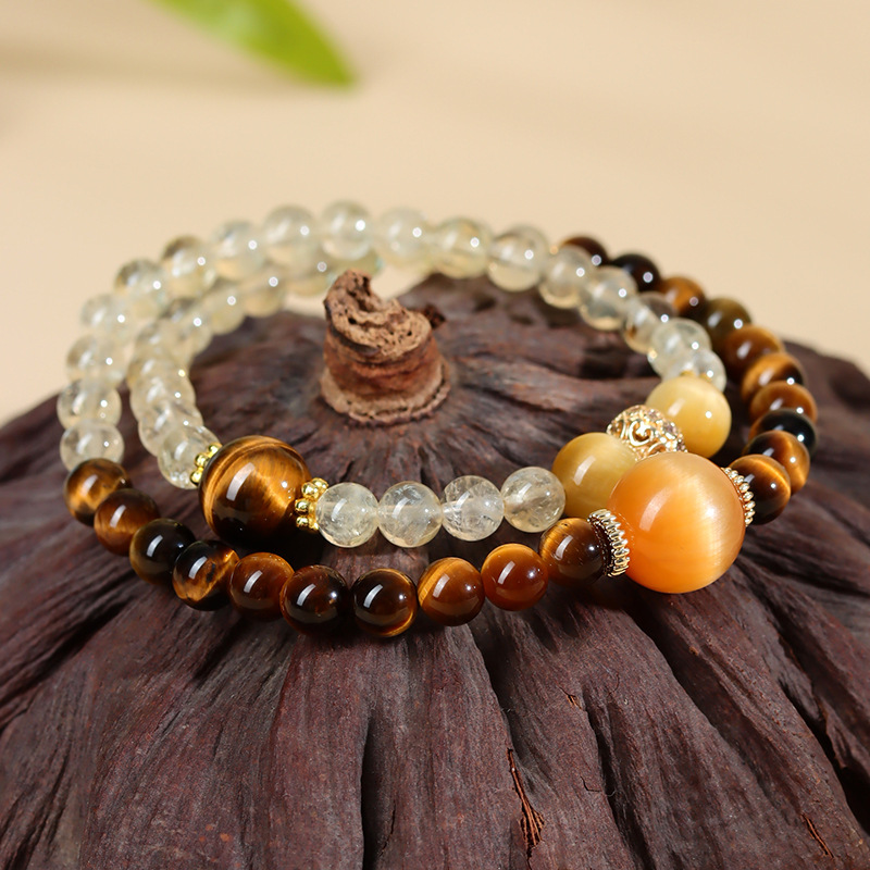 Natural Crystal Double-Circle Bracelet