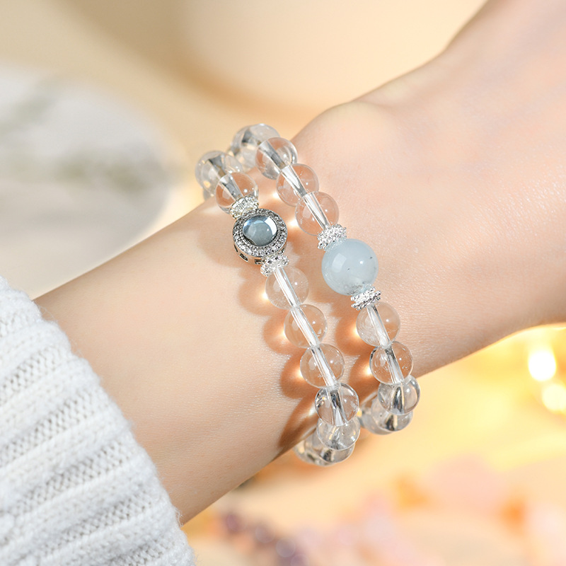 Natural White Crystal Double-Strand Bracelet
