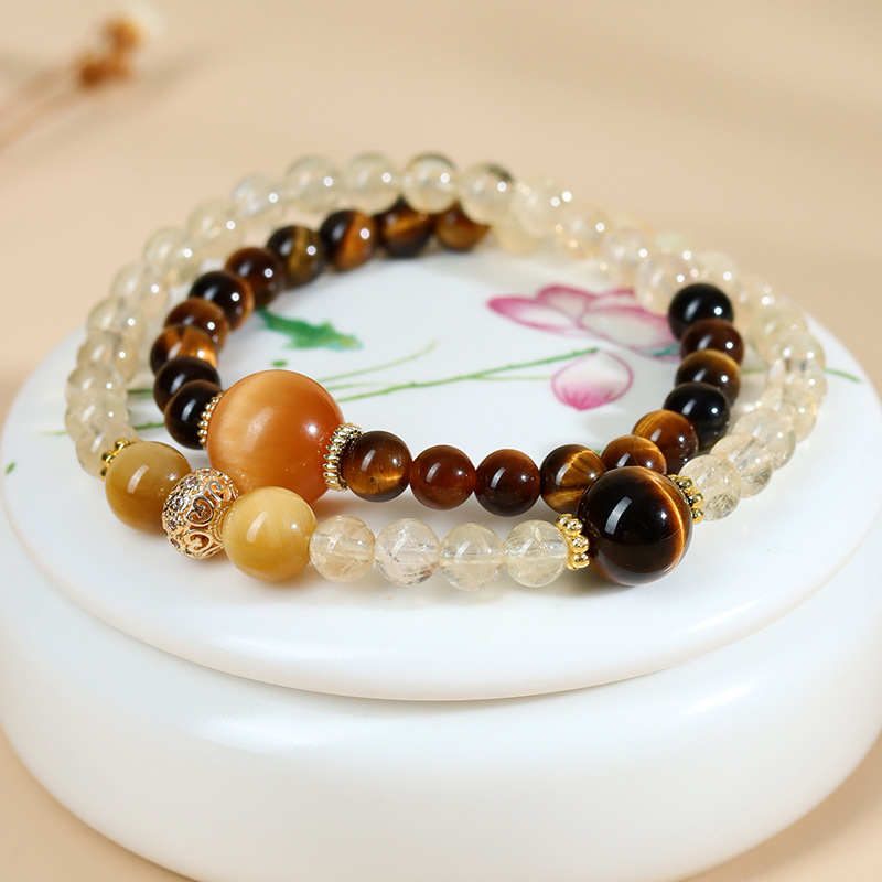 Natural Crystal Double-Circle Bracelet