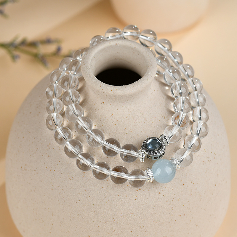 Natural White Crystal Double-Strand Bracelet