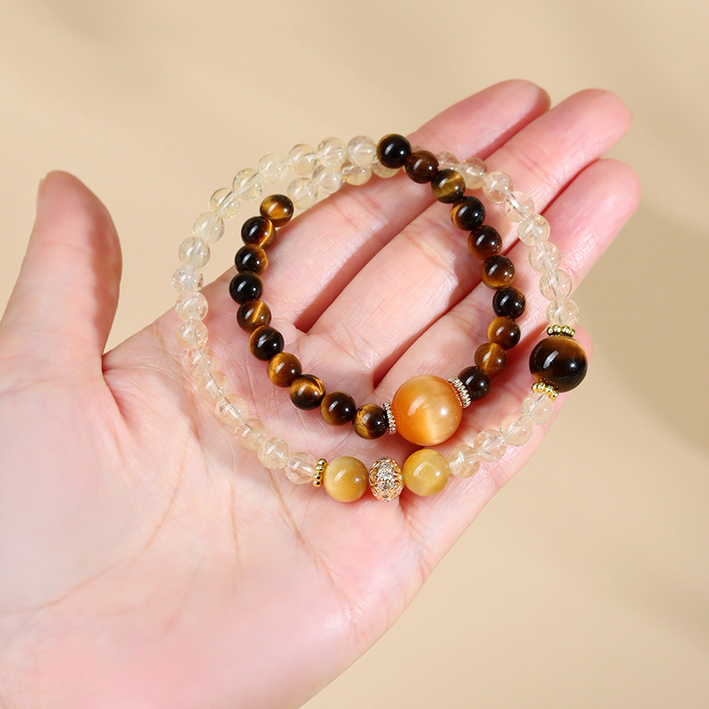 Natural Crystal Double-Circle Bracelet